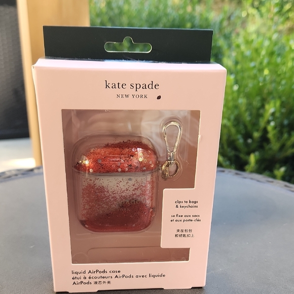 Kate Spade Red Glitter AirPods Case - Picture 1 of 6